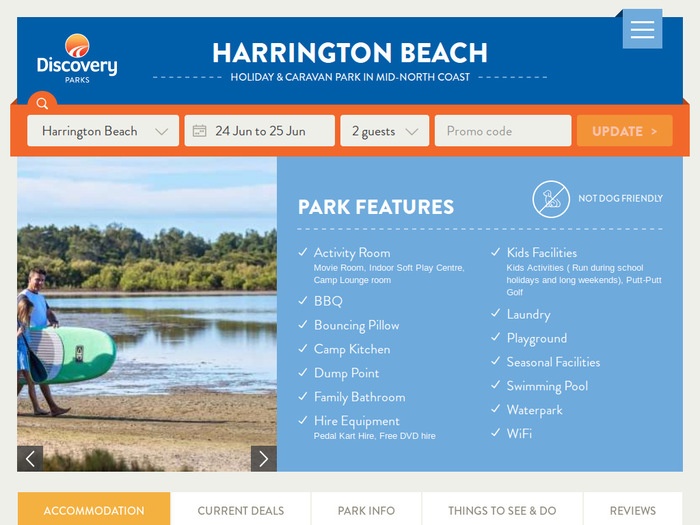 http://www.discoveryholidayparks.com.au/caravan-parks/new-south-wales/mid-north-coast-harrington-beach